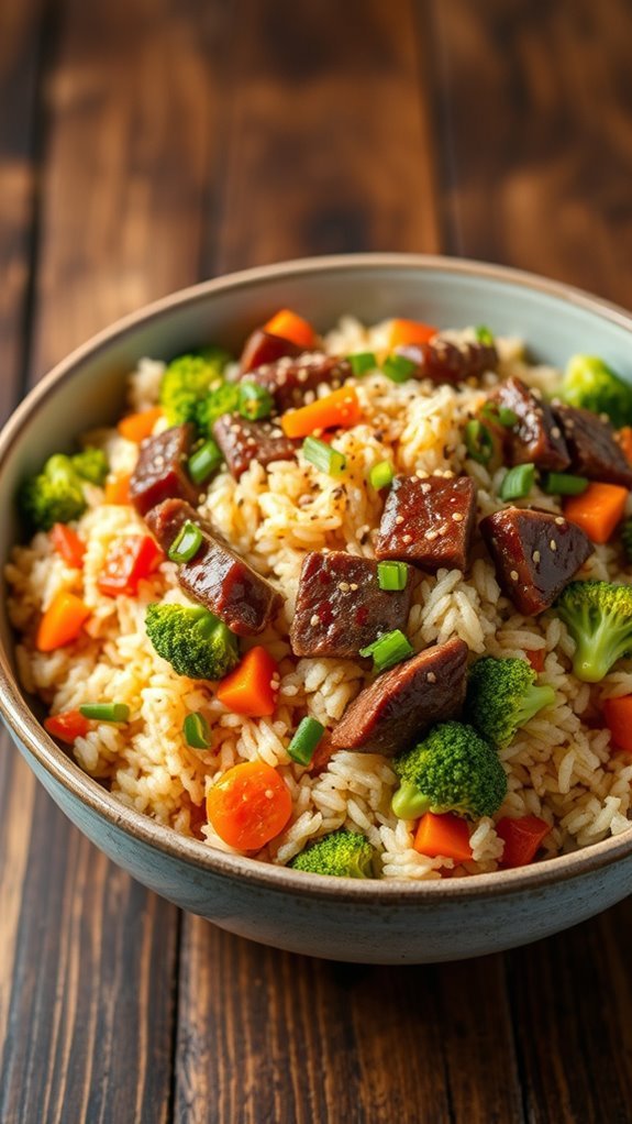 beef broccoli stir fried rice