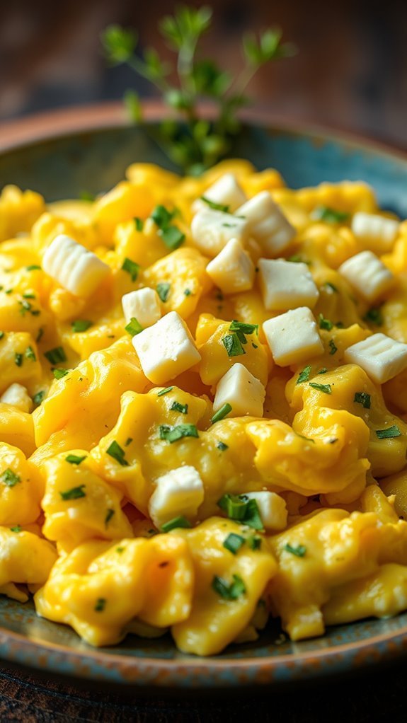 creamy herb cheese eggs