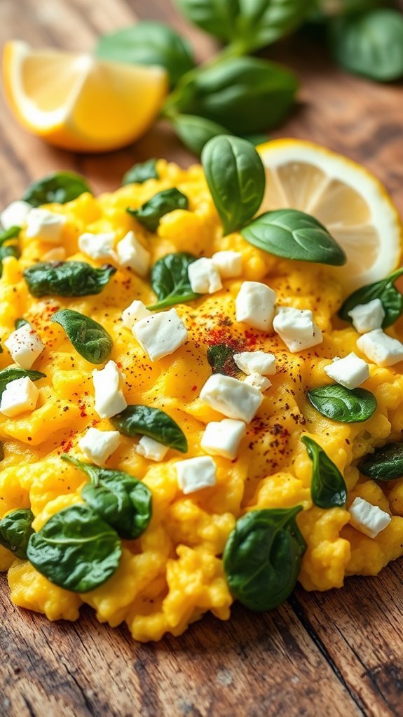 feta spinach scrambled eggs