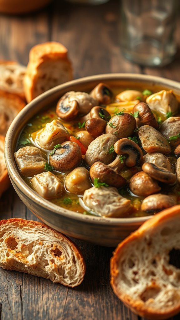 hearty chicken mushroom stew