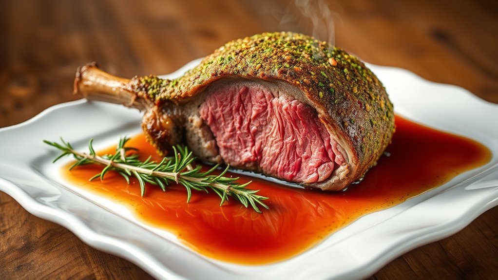 herb crusted roast with au jus