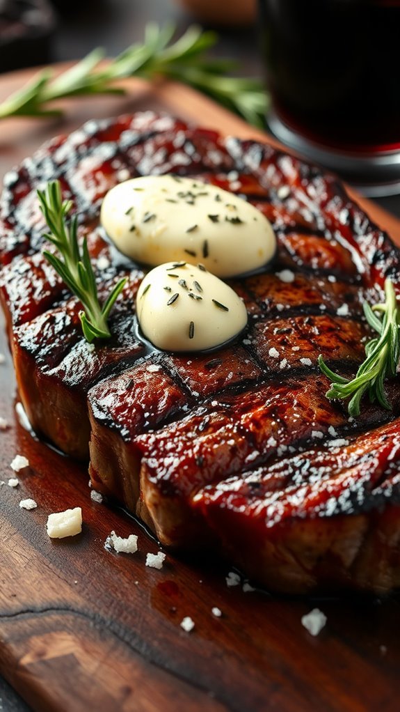 juicy steak with blue cheese