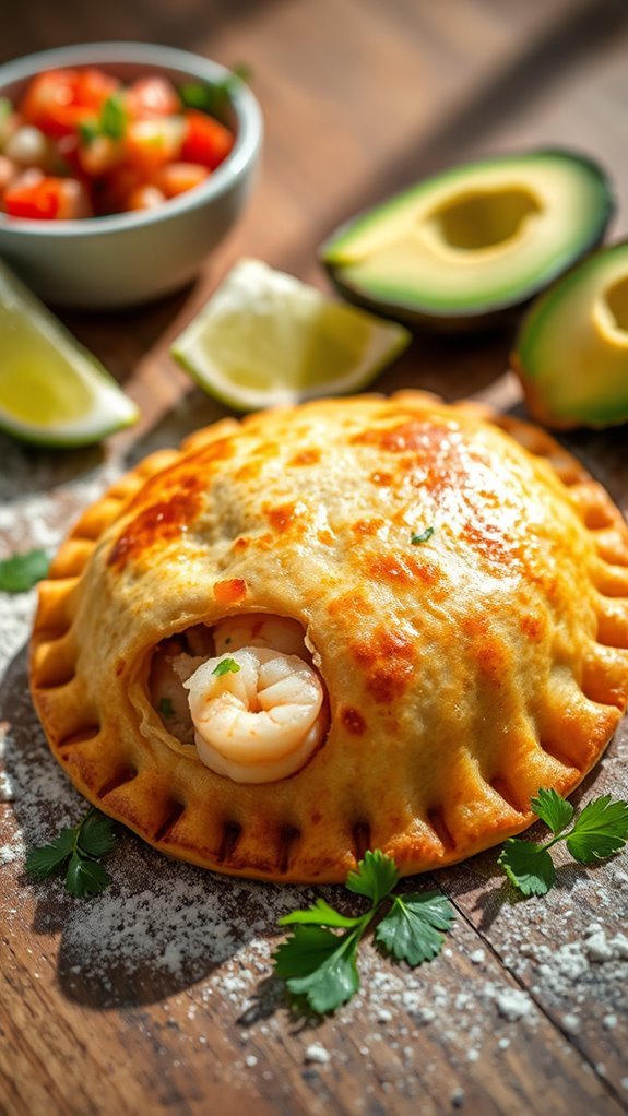 shrimp avocado filled pastries