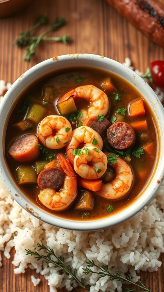 spicy sausage shrimp stew