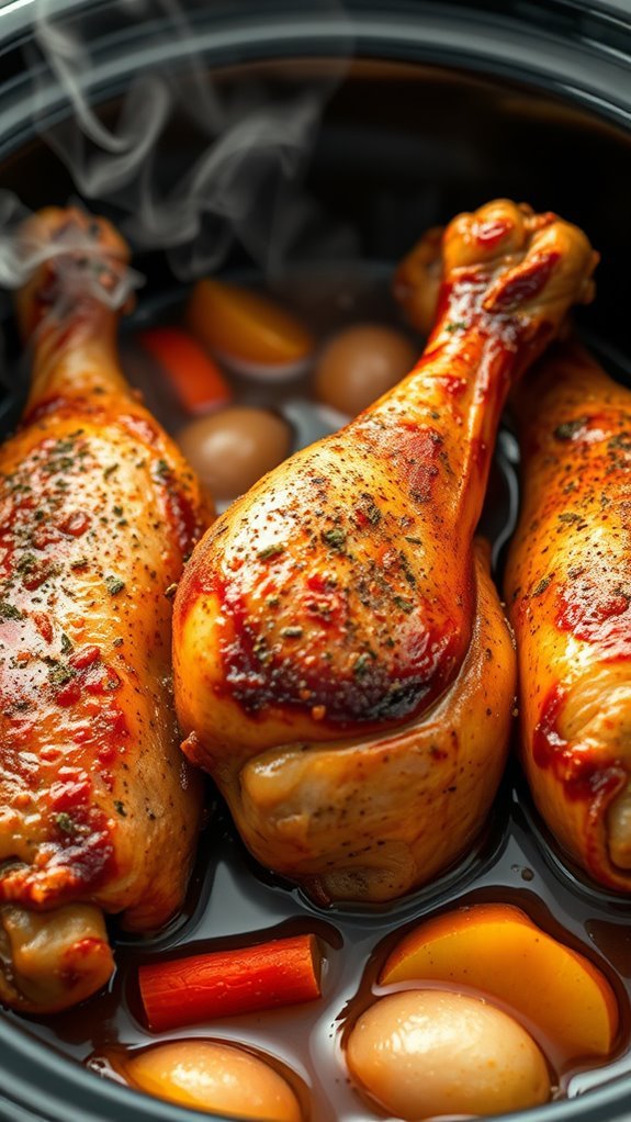 tender slow cooked chicken legs